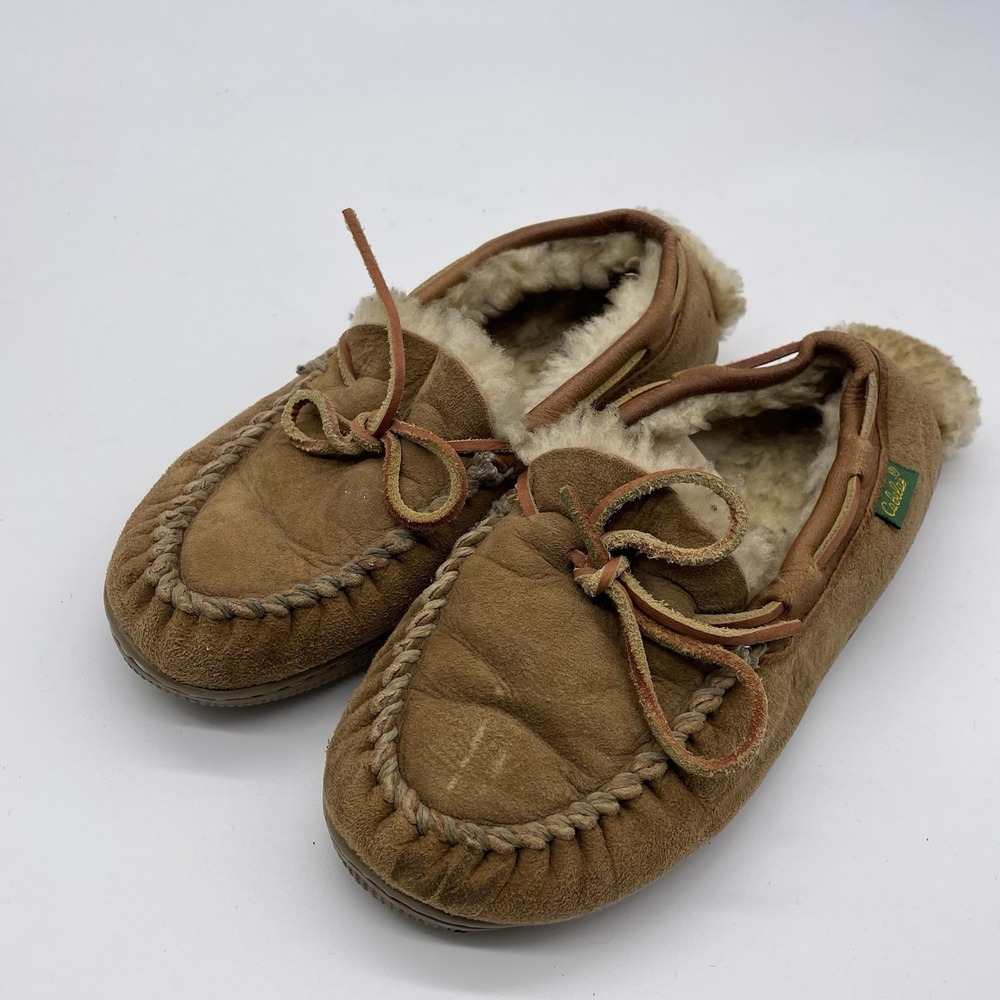Cabelas Women's Size 6‎ W Moccasins Slippers Lined Beige House Shoes
